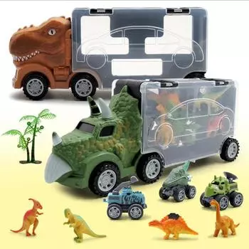 Транспортировка динозавров игрушечный грузовик инерционные транспортные средства контейнер для хранения динозавров модель автомобиля освещение музыка мальчики дети подарок на день рождения