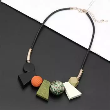 Трапециевидное простое геометрическое ожерелье красочное ожерелье в этническом стиле деревянное ожерелье Traval зелёный
