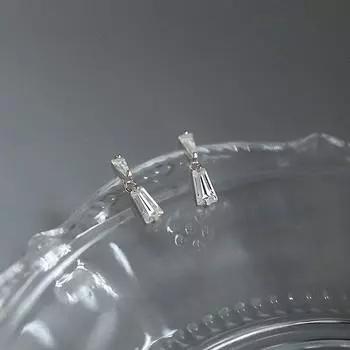 Трапециевидный циркон сверкающие мини изысканные маленькие серьги серьги темперамент богиня стиль