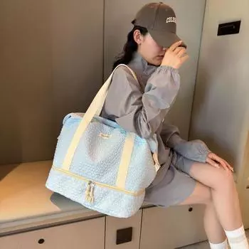 Travel Bag Women s Large Capacity Duffel Bag Storage Bag Sports Fitness Bag Short Distance Handbag Separation Shoes Bags Dry Wet Separation розовый