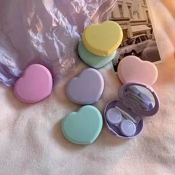 Дорожные цветные контактные линзы коробка для глаз набор инструментов для женщин и девушек сердце леди держатель чёрный