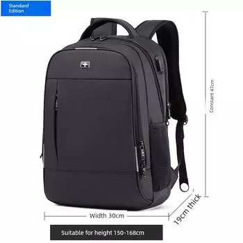 Travel Computer Junior High School Student Business Trip Men s Backpack Black label Black [Standard version] 15.6 inches