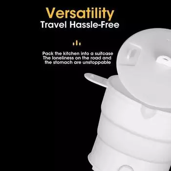 Travel Folding Electric Silicon Cooking Pot 1.2L Portable Food Grade Silicone Kettle Travel Dormitory Noodles Boiler Hotpot Cook us