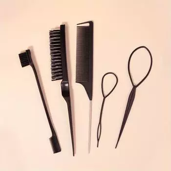[Travel Hair Styling Essentials] DIY Hair Styling Tools Set, Hair Brush And Braiding Tool Kit Including Hair Styling Comb, Rat Tail Comb, Edge Brush