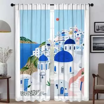 Travel Modern Living Room Curtains 2 Pieces Partition Kitchen Curtains for Camera Window Curtain Tulle for Bedroom Shades Child W50xH70cmx2pcs-CL