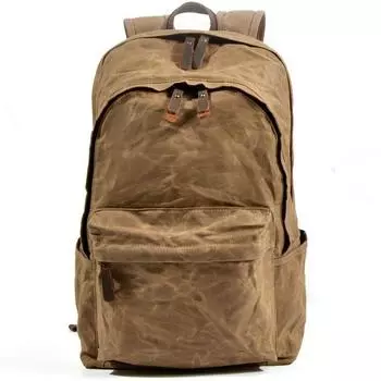 Travel & Outdoor Computer Backpack Men s Oil Wax Canvas Khakis -28*11*45cm