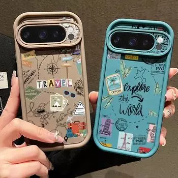 Travel Route Pattern Shockproof Case For Google Pixel 9 Pro XL 8A 8 7 Pro 7A Soft Silicone Lens Protection TPU Matte Phone Cover Shell Google Pixel 9