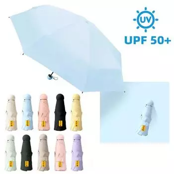 Travel Umbrella UPF 50+ Umbrella with 8 Reinforced Ribs for UV Sun And Rain Folding Pocket Mini Umbrella with Case for Purse Backpack