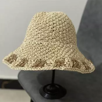 Travel vacation adjustable straw hat woven versatile generation summer eaves along flowers sun protection shade new women M56-58cm хаки