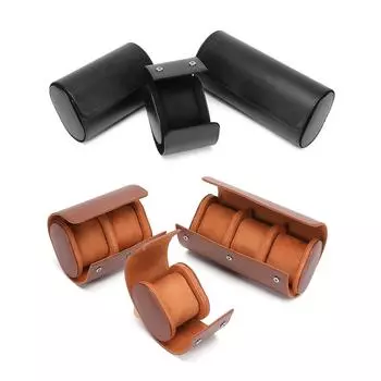 Дорожная шкатулка для часов Роскошная кожаная водонепроницаемая сумка для хранения часов Пылезащитная механическая сумка-органайзер на кнопках 1 чёрный