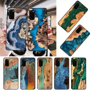 Traveler Protective Wood Resin Art Phone Case For Samsung Galaxy S6 S7 S8 S9 S10 S21 S22 Plus Ultra Soft Black Phone Cover Galaxy S30