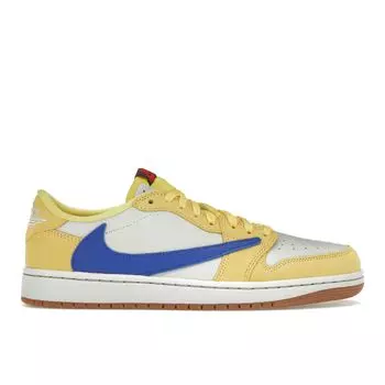 Travis Scott x Air Jordan 1 Retro Low OG SP Canary Женские кроссовки Желтый Racer-Синий Светло-Серебристый DZ4137-700 35.5