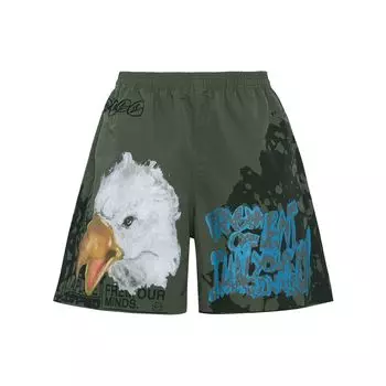 Travis Scott X Fragment Design Cactus Jack Eagle Letter Print Повседневные шорты Мужские шорты Military-Green CJFN-SS32 S