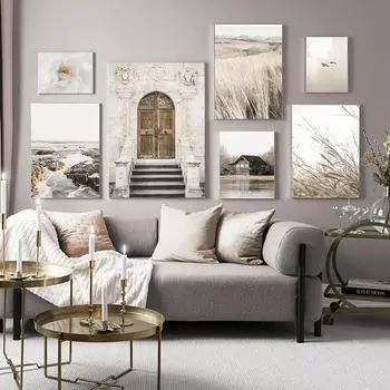 Трава пшеницы, настенное искусство, ретро постер и принты, дверь, деревянный дом, пеликан, цветок, холст, картина, Декор, фотографии для гостиной 21x30cm No Frame