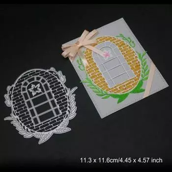 Трава, стена, окно, трафарет, металлический трафарет, сделай сам, скрапбукинг, альбом, бумажная карта, тиснение, ремесло, рамка, шаблон