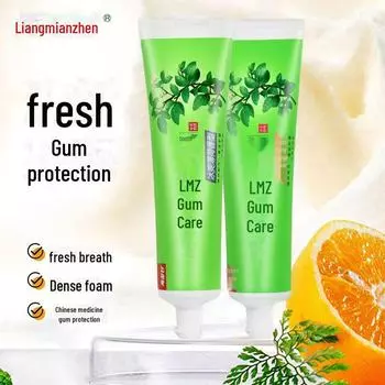 Травяная зубная паста Liangmianzhen: Защищает десны, снимает кровоточивость, отеки и боль, удаляет желтые пятна, не содержит фтора, 105 г/200 г.