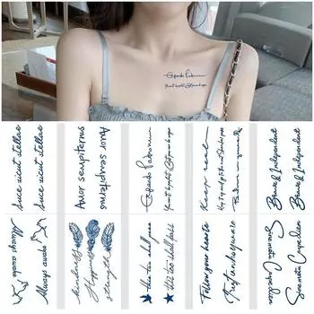 Травяные английские буквы, маленькая шкатулка, свежая, неотражающая, не смывается водой, набор для переноса, наклейка для татуировки 7*12CM