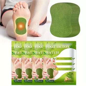 Травяные детокс-пластыри для ног, 12 шт. - Естественное очищение и расслабление, универсальные хлопковые детокс-прокладки, снятие стресса, снотворное, улучшение кровообращения. 12pcs жёлтый