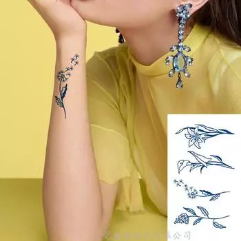 Травяные наклейки для татуировки на половину руки, полупостоянные татуировки для сока большой руки 70*120mm