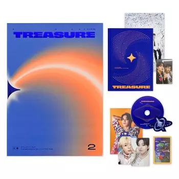 TREASURE Mini 2 ВТОРОЙ ШАГ ГЛАВА СИНИЙ Большое мини-зеркало для рук - Том. [THE : ДВА] (ГЛУБОКАЯ версия.) CD+Фотокнига+Фотокарточка+Селфи
