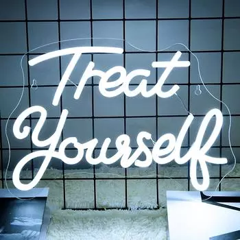 Treat Yourself Neon Sign Lights, LED Neon Lights For Bedroom Wedding Decoration, Birthday Party Girls Bedroom Wall Decor