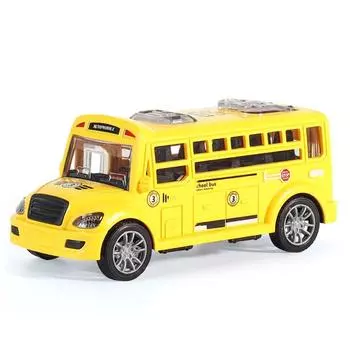 Требуются батарейки Модель автомобиля с гладкой поверхностью Инерционная машинка Игрушка Детский подарок Мальчику Школьный автобус Кампусный автобус жёлтый