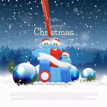 Tree 2020 Christmas Hanging Ornament Family Quarantine Pendant Lockdown Diy Family Mumber of 3-PVC