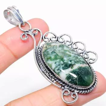 Подвеска из серебра 925 пробы с древесным агатом 2,84 дюйма U6R31 белый