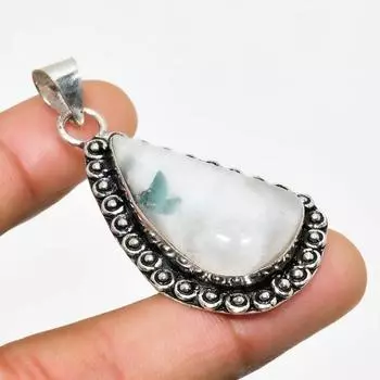 Подвеска из серебра 925 пробы с драгоценным камнем «древесный агат» 2,00 дюйма 2.00 белый