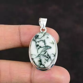Tree Agate Pendant Gemstone Pendant 925 Sterling Silver Pendant Designer Pendant Handmade Pendant Very Pretty Silver Jewelry Gifts For Women