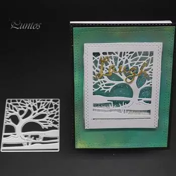 Фон для дерева Вырубные штампы DIY Скрапбукинг Карты Тиснение Шаблон для поделок серебряный