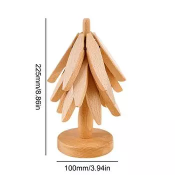 Tree Design Stand Wooden Trivets Non-Slip Decorative Anti Scald Heat Resistant Table Mat Heat Insulated Pad for Hot Dishes