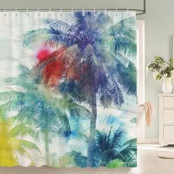 Tree leaves Pattern Bath Curtain Waterproof Fabric Shower Curtains Flowers Bathtub Screen With Hooks for Bathroom Home Decor W90xH180cm