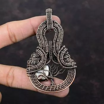 Tree Of Life Black Mother Of Pearl Pendant Copper Wire Wrapped Pendant Gemstone Pendant Copper Wire Jewelry Handmade Pendant Gift For Bridal