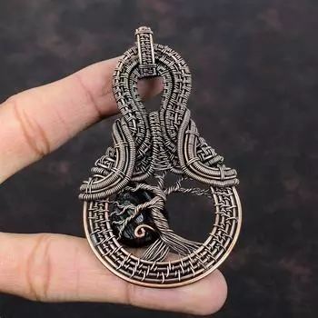 Tree Of Life Black Tourmaline Rough Pendant Copper Wire Wrapped Pendant Handmade Jewelry Wire Wrap Jewelry Genuine Gemstone Pendant For Gift
