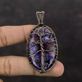 Tree Of Life Charoite Pendant Copper Wire Wrapped Pendant Handmade Elegant Pendant Wire Wrap Gemstone Jewelry Gift For Friend Copper Jewelry