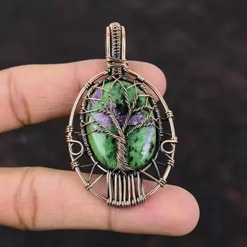 Tree Of Life Copper Ruby Zoisite Pendant Copper Wire Wrapped Pendant Handmade Jewelry Gemstone Pendant Beautiful Copper Jewelry Wedding Gift