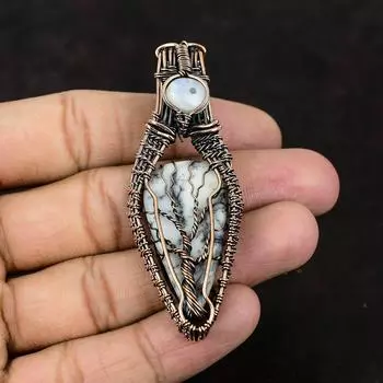 Tree Of Life Dendrite Opal Gemstone Pendant Copper Wire Wrapped Pendant Handmade Jewelry Designer Pendant Moonstone Jewelry Gift For Friend