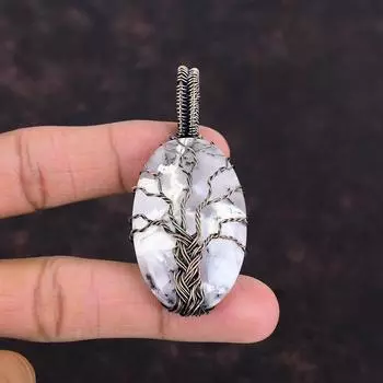 Tree Of Life Dendrite Opal Pendant Copper Wire Wrapped Pendant Gemstone Jewelry Tree Of Life Pendant Handmade Copper Jewelry Gift For Women
