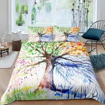 Tree Of Life Duvet Cover Set Polyester Comforter Cover King Queen Full Size For Kids Boys Girls Bedding Set With Comforter Cover EU single(135x200cm)