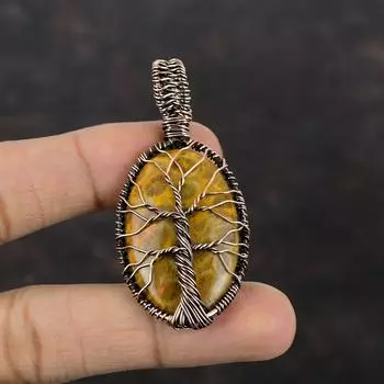 Древо жизни окаменелый коралловый кулон медная проволока обернутый кулон драгоценный камень ручная работа медные ювелирные изделия подарок для женщин уникальный дизайн ювелирные изделия