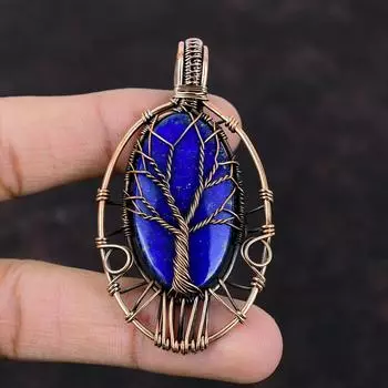 Tree Of Life Lapis Lazuli Pendant Copper Wire Wrapped Pendant Gemstone Pendant Lapis Lazuli Copper Jewelry Handmade Pendant Gift For Mother