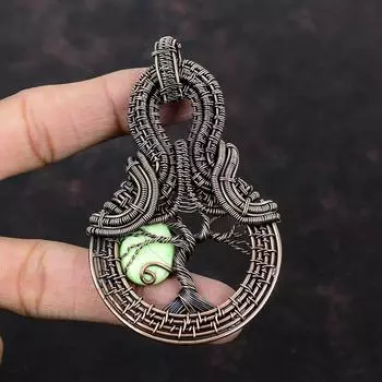 Tree Of Life Lemon Chrysoprase Pendant Copper Wire Wrapped Pendant Gemstone Copper Jewelry Handmade Pendant Wire Wrap Jewelry Gift For Women