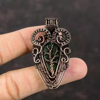 Tree Of Life Malachite Pendant Copper Wire Wrapped Gemstone Pendant Tree Of Life Jewelry Unique Pendant Copper Wire Jewelry Handmade Pendant
