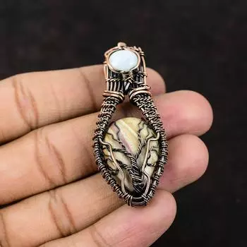 Tree Of Life Mookaite Gemstone Copper Pendant Copper Wire Wrapped Jewelry Rainbow Moonstone Jewelry Gemstone Handmade Pendant Gift For Mom
