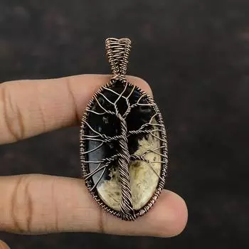 Tree Of Life Palm Root Agate Pendant Copper Wire Wrapped Gemstone Pendants Handmade Pendant Copper Jewelry For Gift Palm Root Agate Jewelry