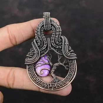 Tree Of Life Phosphosiderite Pendant Copper Wire Wrapped Pendant Gemstone Jewelry Handmade Pendant Gift For Her Copper Wire Wrapped Jewelry