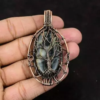 Tree Of Life Picasso Jasper Copper Pendant Gemstone Copper Jewelry Copper Wire Wrapped Pendant Picasso Jasper Jewelry Handmade Women Pendant