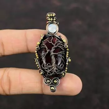 Tree Of Life Red Fire Labradorite Pendant Copper Wire Wrapped Pendant Rainbow Moonstone Gemstone Pendant Handmade Jewelry Gift For Wedding