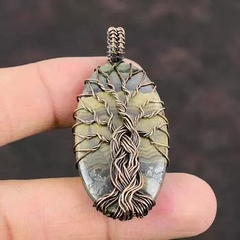 Tree Of Life Schalenblende Gemstone Pendant Copper Wire Wrapped Pendant Wrapping Stones Jewelry Copper Wire Pendant Handmade Antique Pendant